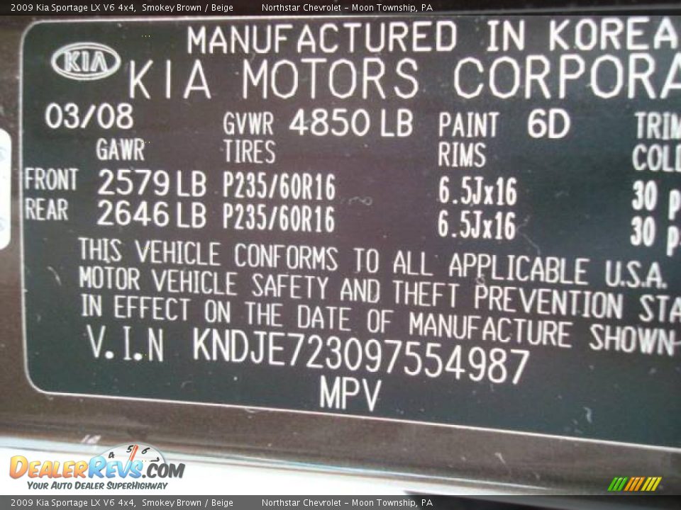 2009 Kia Sportage LX V6 4x4 Smokey Brown / Beige Photo #19