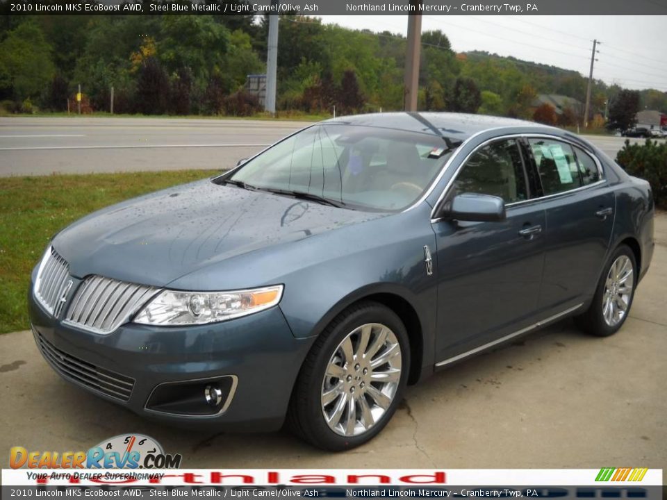 2010 Lincoln MKS EcoBoost AWD Steel Blue Metallic / Light Camel/Olive Ash Photo #13