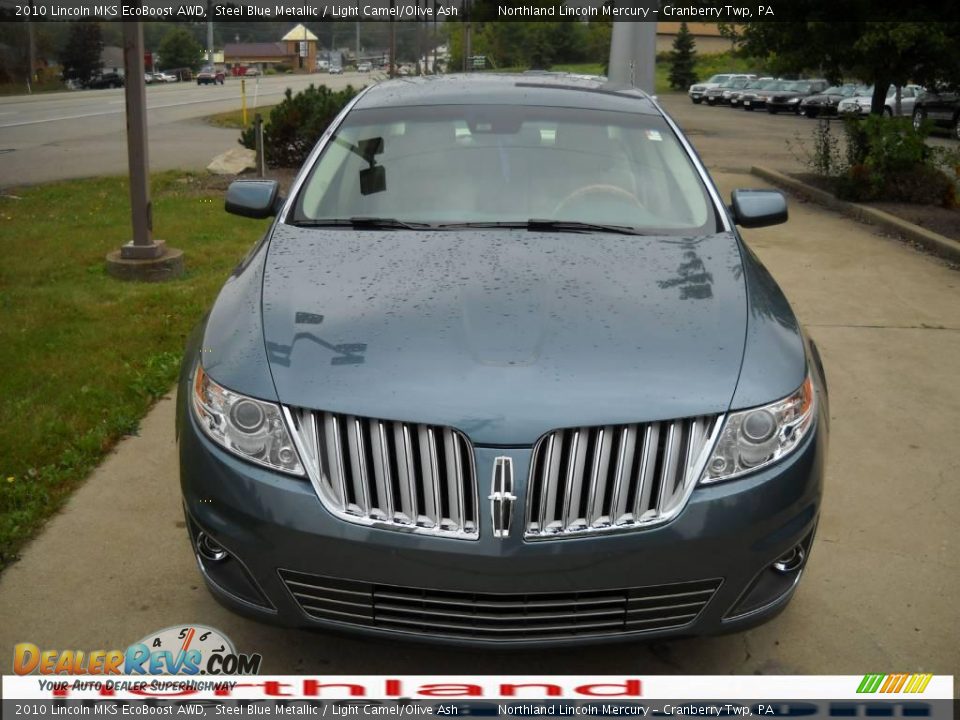 2010 Lincoln MKS EcoBoost AWD Steel Blue Metallic / Light Camel/Olive Ash Photo #14