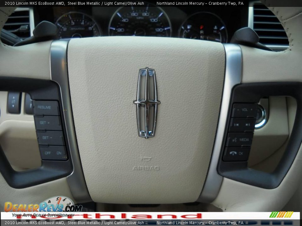 2010 Lincoln MKS EcoBoost AWD Steel Blue Metallic / Light Camel/Olive Ash Photo #19