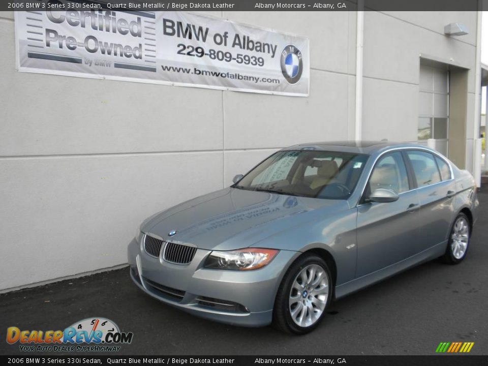 2006 BMW 3 Series 330i Sedan Quartz Blue Metallic / Beige Dakota Leather Photo #2