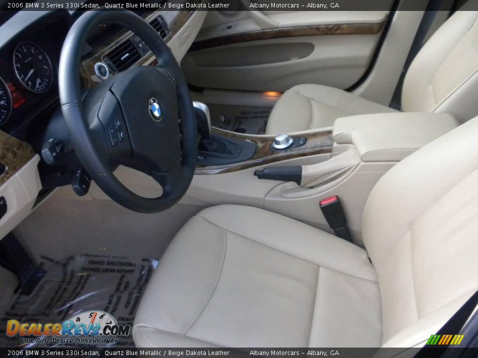2006 BMW 3 Series 330i Sedan Quartz Blue Metallic / Beige Dakota Leather Photo #6