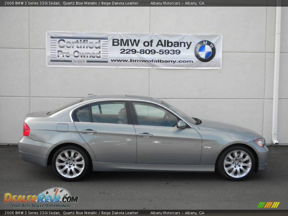 2006 BMW 3 Series 330i Sedan Quartz Blue Metallic / Beige Dakota Leather Photo #23