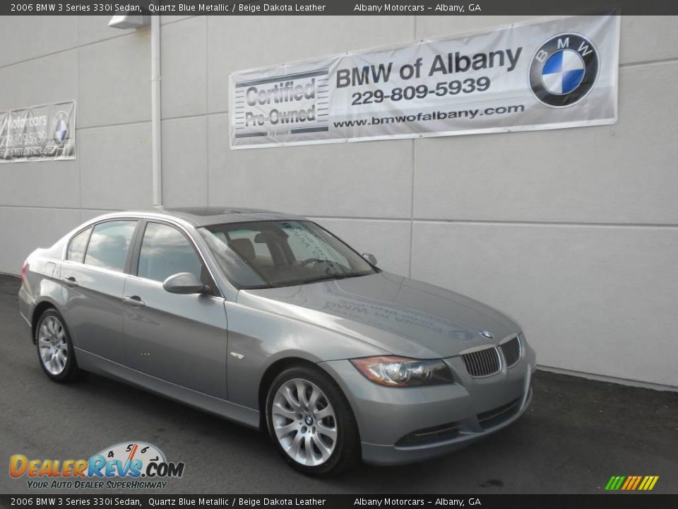 2006 BMW 3 Series 330i Sedan Quartz Blue Metallic / Beige Dakota Leather Photo #24