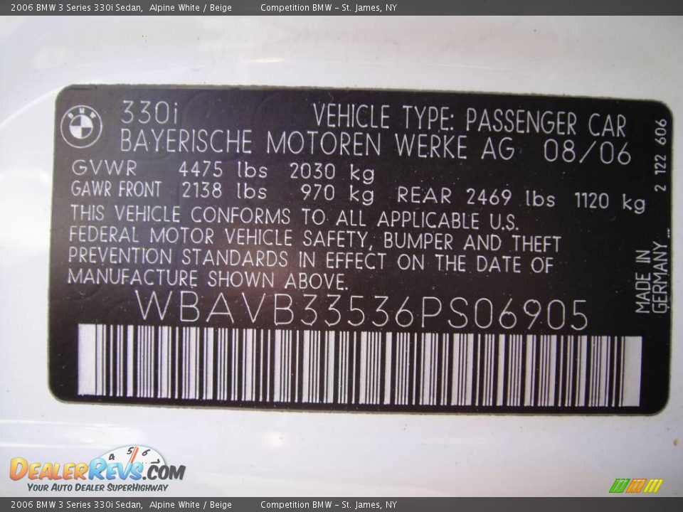 2006 BMW 3 Series 330i Sedan Alpine White / Beige Photo #15