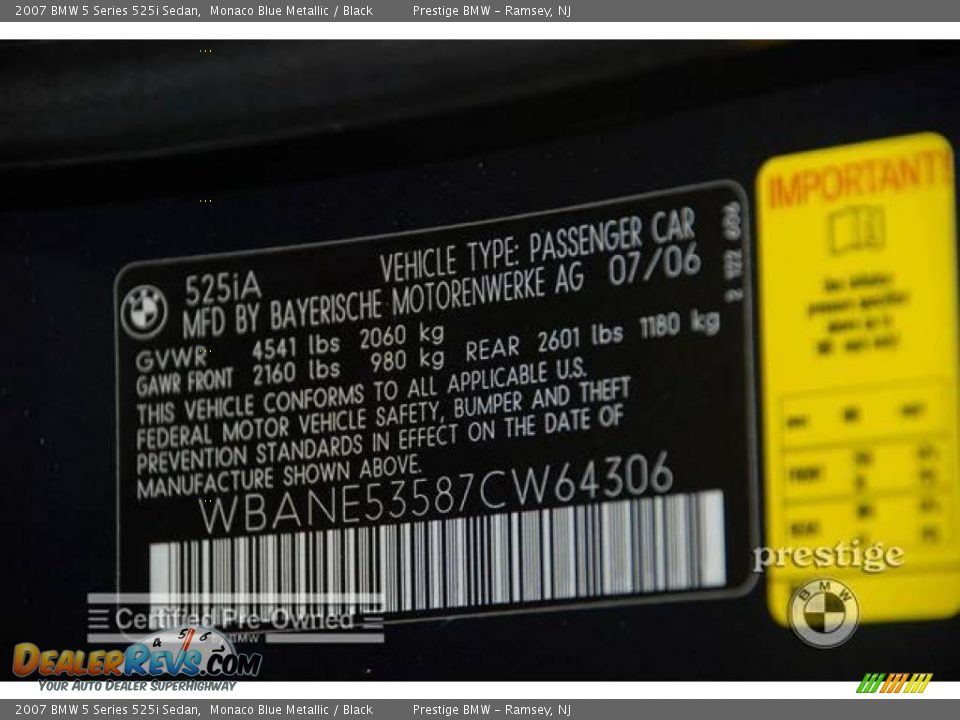 2007 BMW 5 Series 525i Sedan Monaco Blue Metallic / Black Photo #9