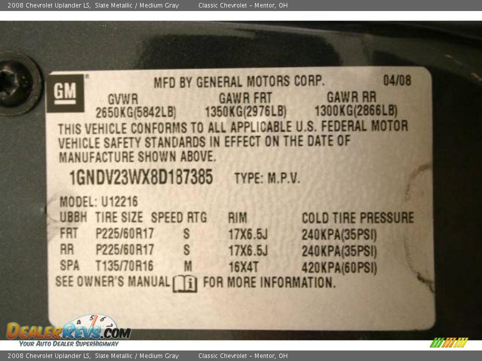 2008 Chevrolet Uplander LS Slate Metallic / Medium Gray Photo #20