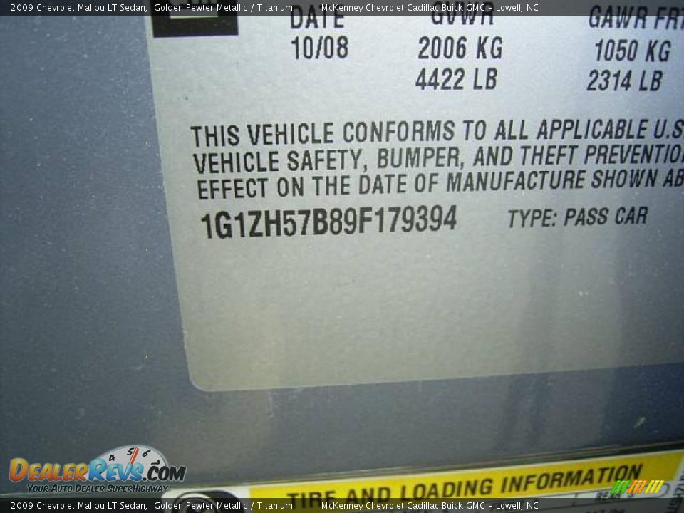 2009 Chevrolet Malibu LT Sedan Golden Pewter Metallic / Titanium Photo #10