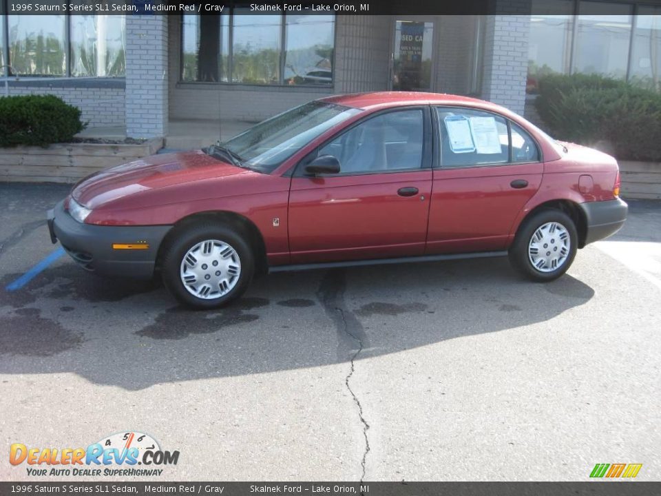 1996 Saturn S Series SL1 Sedan Medium Red / Gray Photo #1