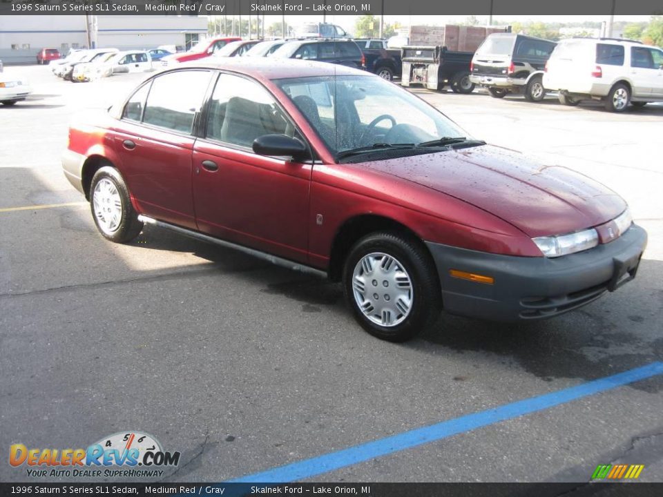 1996 Saturn S Series SL1 Sedan Medium Red / Gray Photo #6