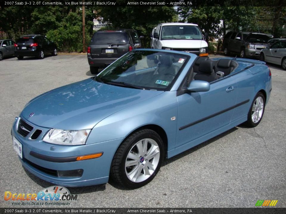 2007 Saab 9-3 2.0T Convertible Ice Blue Metallic / Black/Gray Photo #1