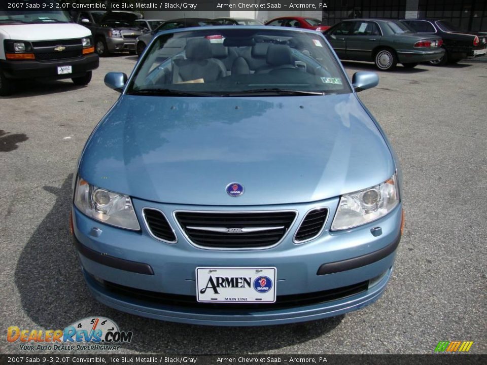 2007 Saab 9-3 2.0T Convertible Ice Blue Metallic / Black/Gray Photo #3