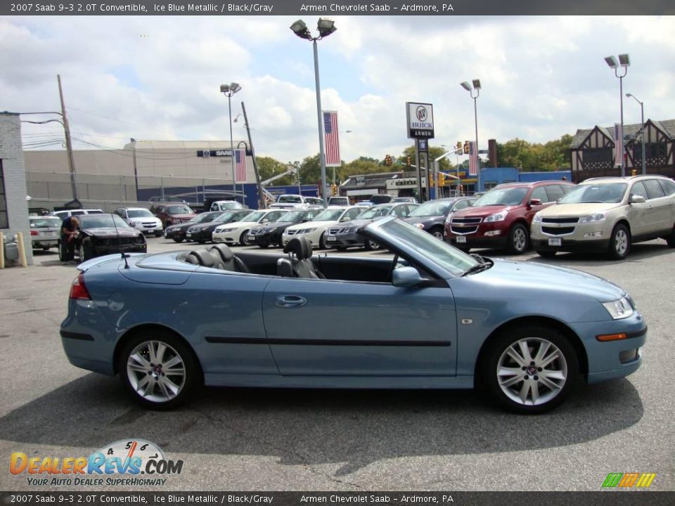 2007 Saab 9-3 2.0T Convertible Ice Blue Metallic / Black/Gray Photo #5