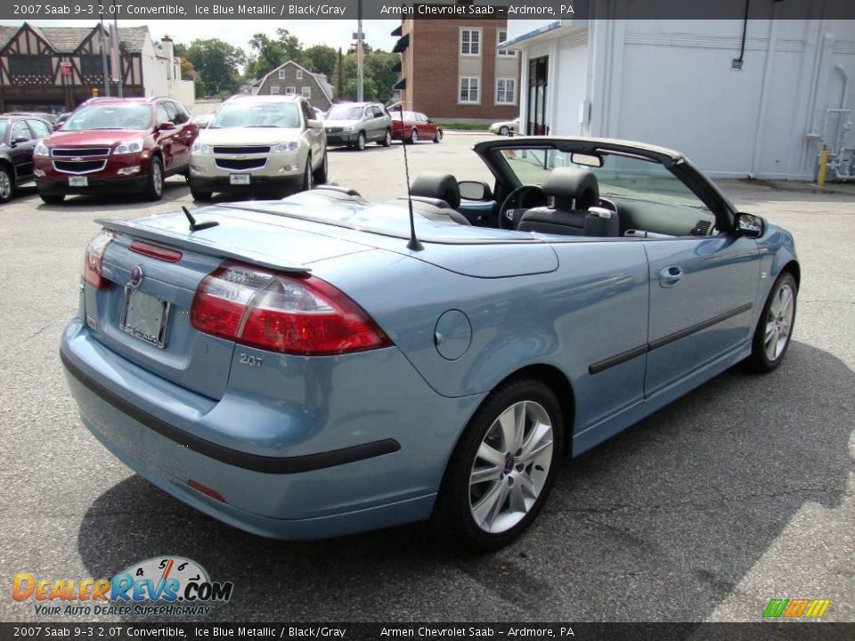 2007 Saab 9-3 2.0T Convertible Ice Blue Metallic / Black/Gray Photo #6