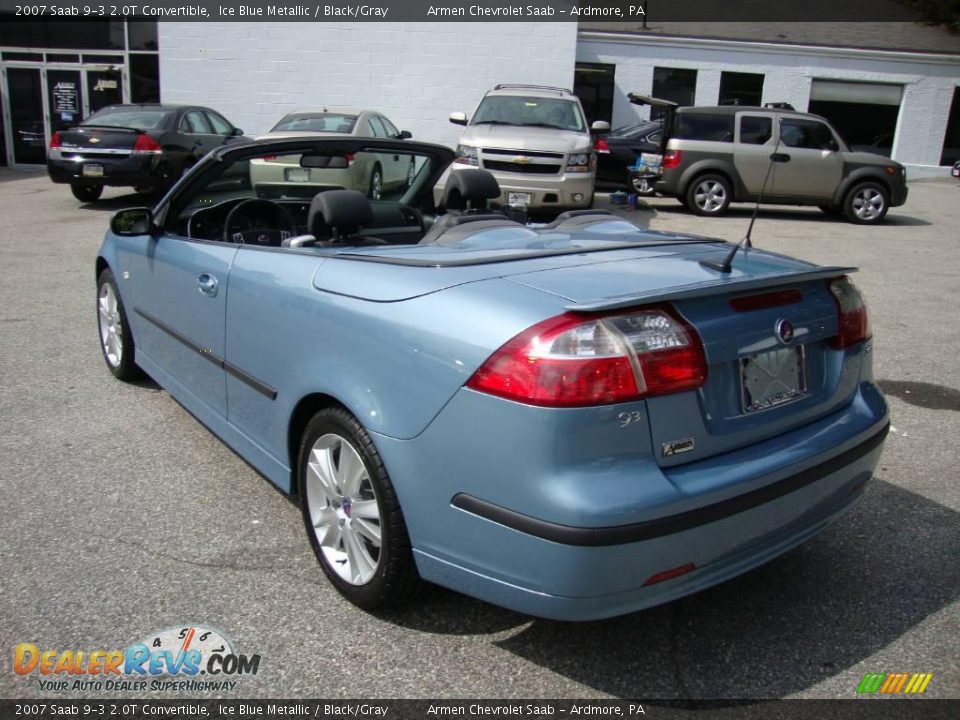 2007 Saab 9-3 2.0T Convertible Ice Blue Metallic / Black/Gray Photo #8