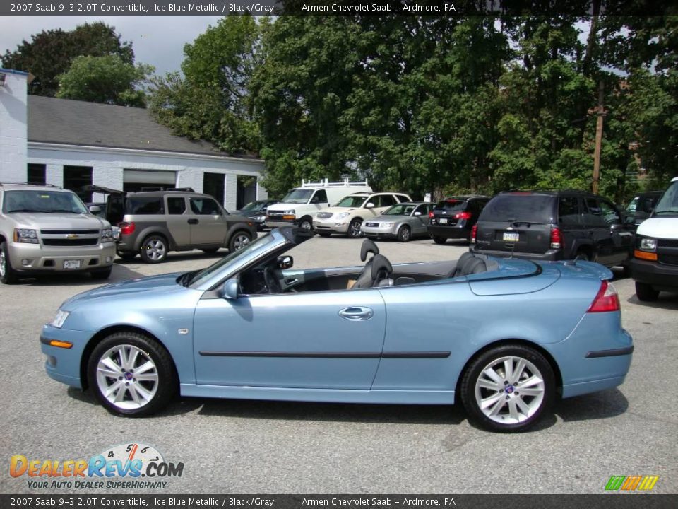 2007 Saab 9-3 2.0T Convertible Ice Blue Metallic / Black/Gray Photo #9