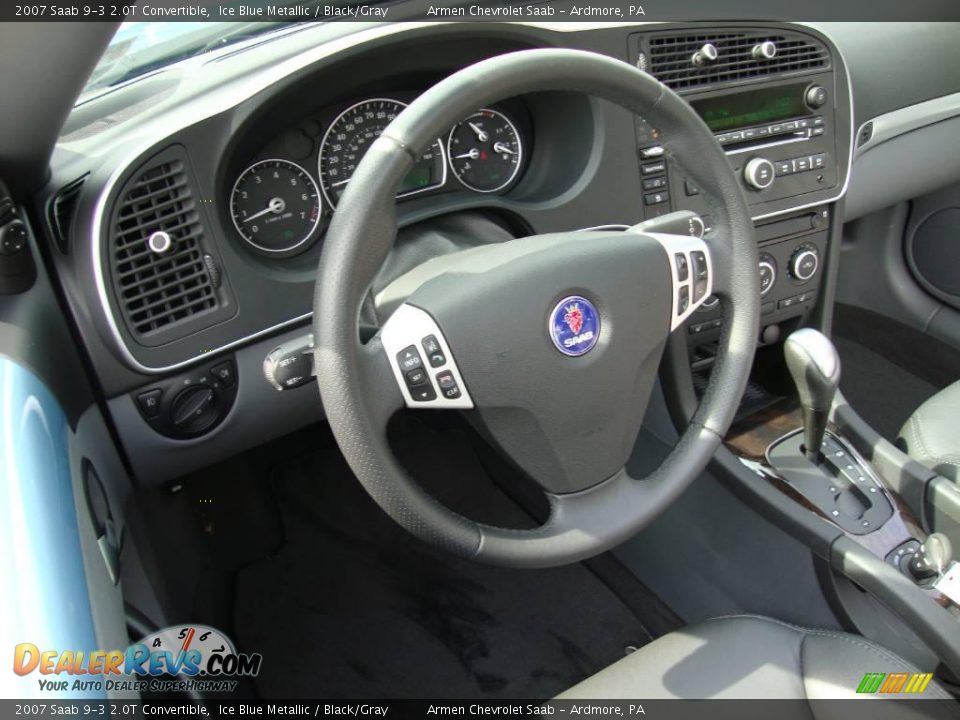 2007 Saab 9-3 2.0T Convertible Ice Blue Metallic / Black/Gray Photo #10