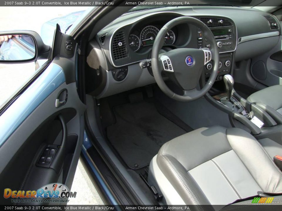 2007 Saab 9-3 2.0T Convertible Ice Blue Metallic / Black/Gray Photo #11