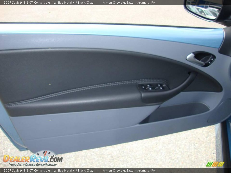 2007 Saab 9-3 2.0T Convertible Ice Blue Metallic / Black/Gray Photo #12