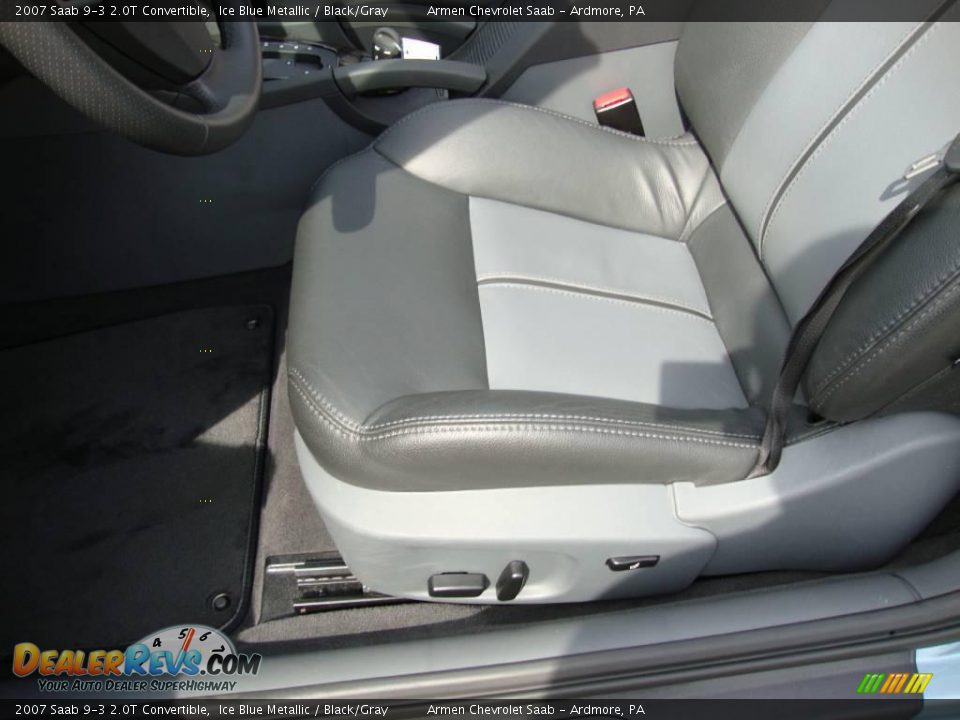 2007 Saab 9-3 2.0T Convertible Ice Blue Metallic / Black/Gray Photo #14