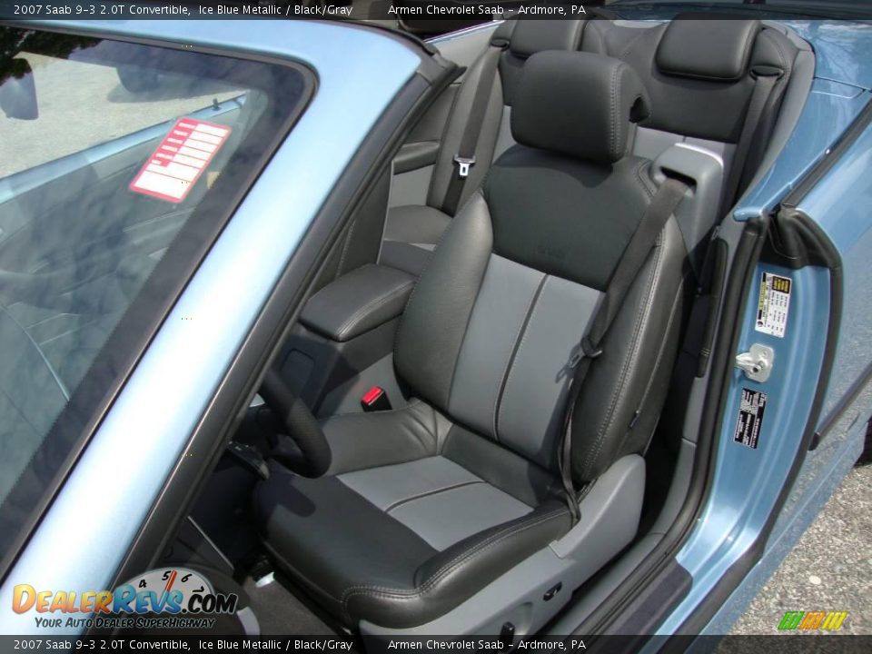 2007 Saab 9-3 2.0T Convertible Ice Blue Metallic / Black/Gray Photo #15