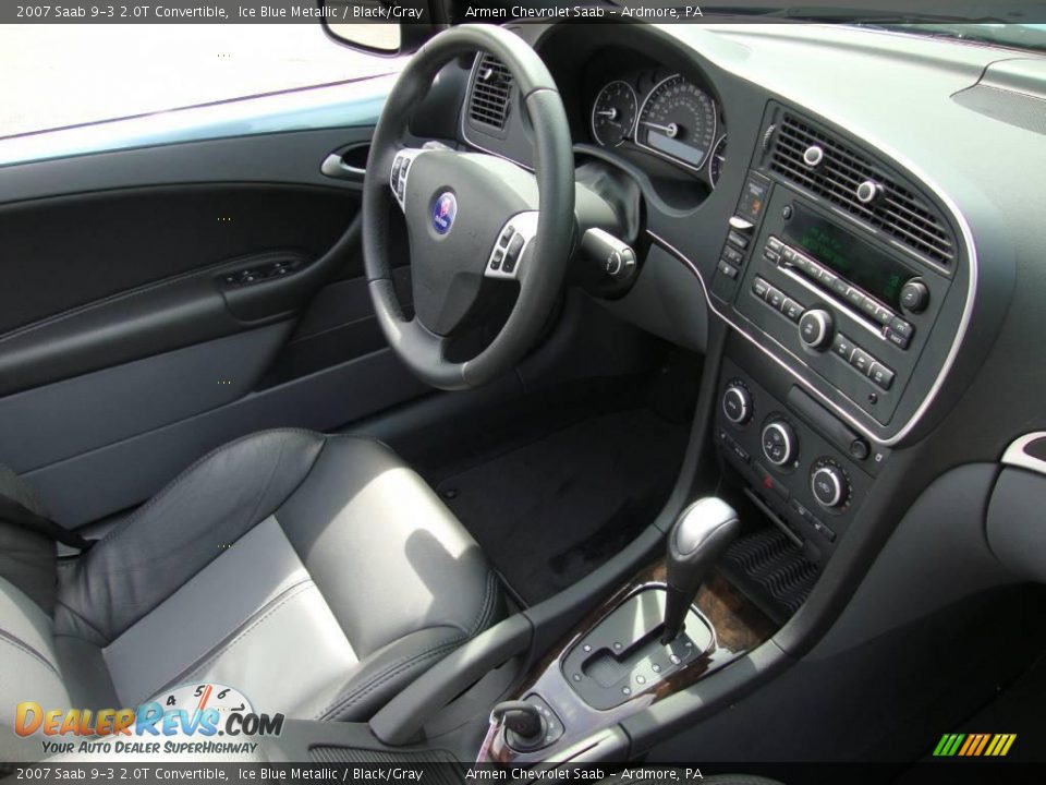 2007 Saab 9-3 2.0T Convertible Ice Blue Metallic / Black/Gray Photo #17