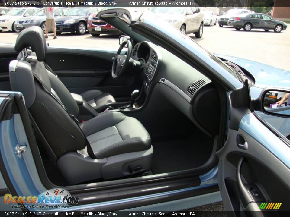 2007 Saab 9-3 2.0T Convertible Ice Blue Metallic / Black/Gray Photo #18