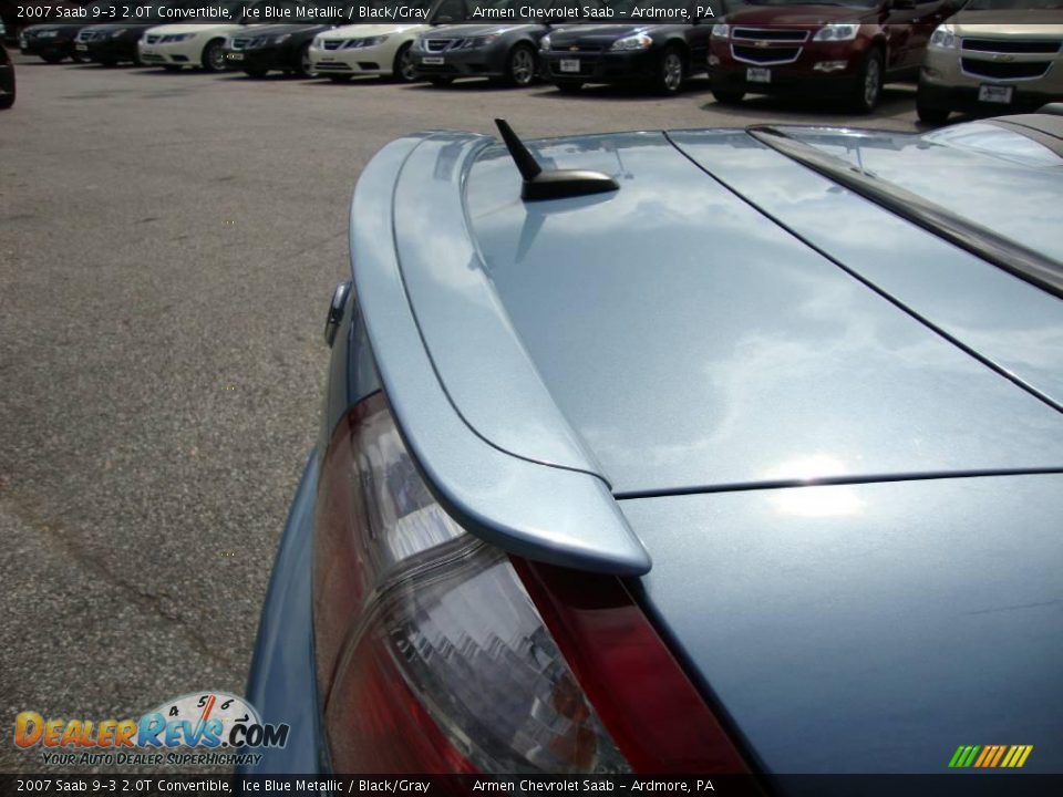 2007 Saab 9-3 2.0T Convertible Ice Blue Metallic / Black/Gray Photo #20