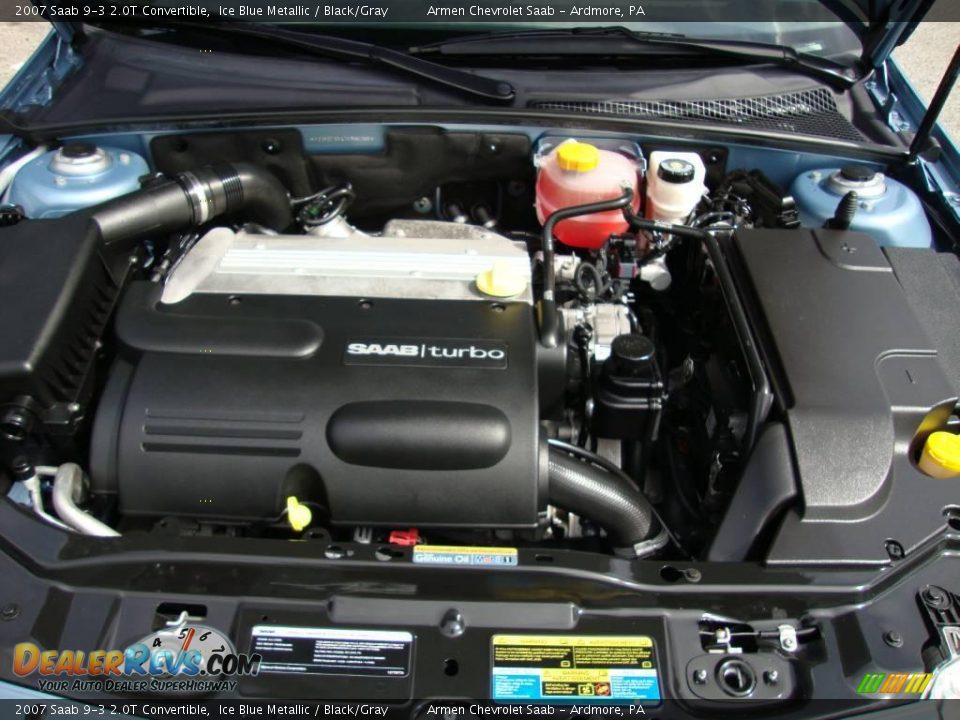 2007 Saab 9-3 2.0T Convertible Ice Blue Metallic / Black/Gray Photo #21