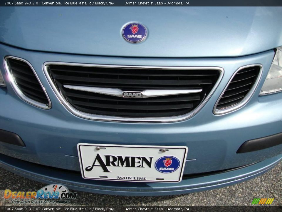 2007 Saab 9-3 2.0T Convertible Ice Blue Metallic / Black/Gray Photo #23