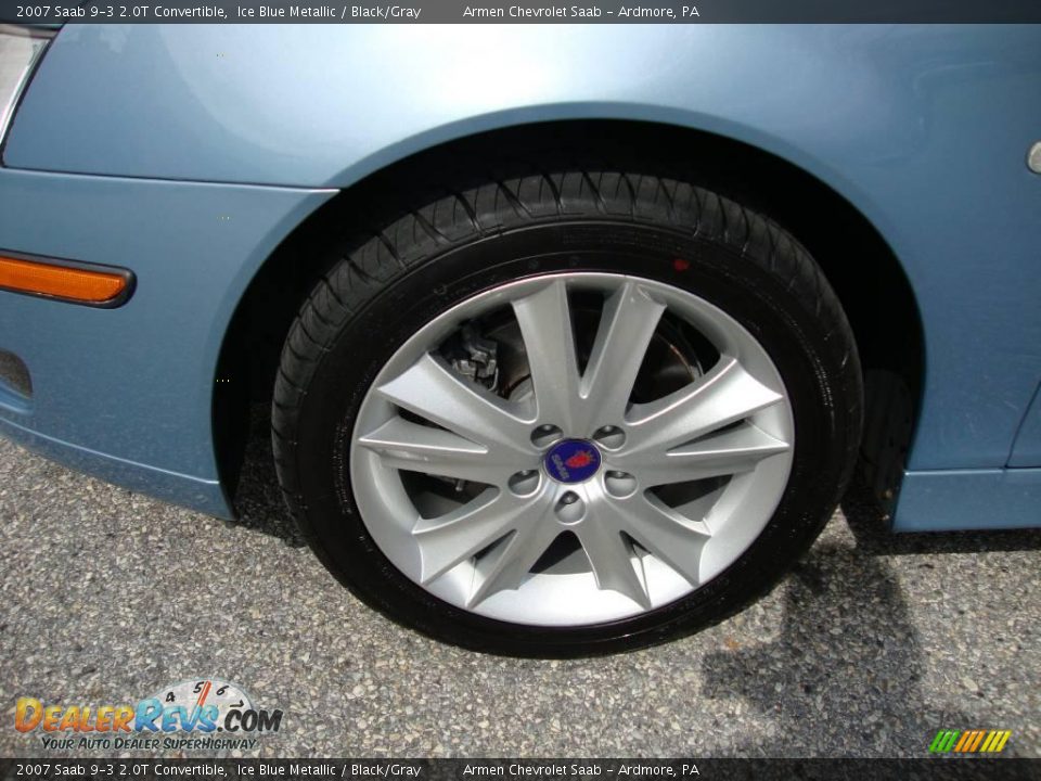 2007 Saab 9-3 2.0T Convertible Ice Blue Metallic / Black/Gray Photo #24