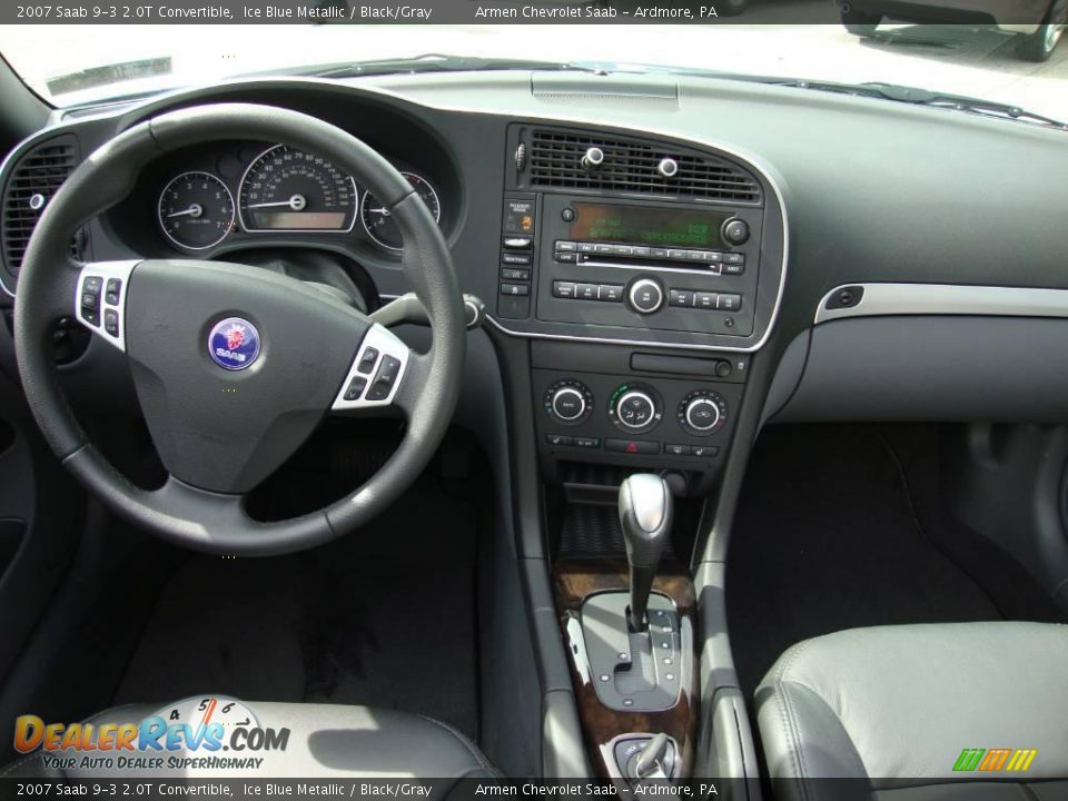 2007 Saab 9-3 2.0T Convertible Ice Blue Metallic / Black/Gray Photo #27