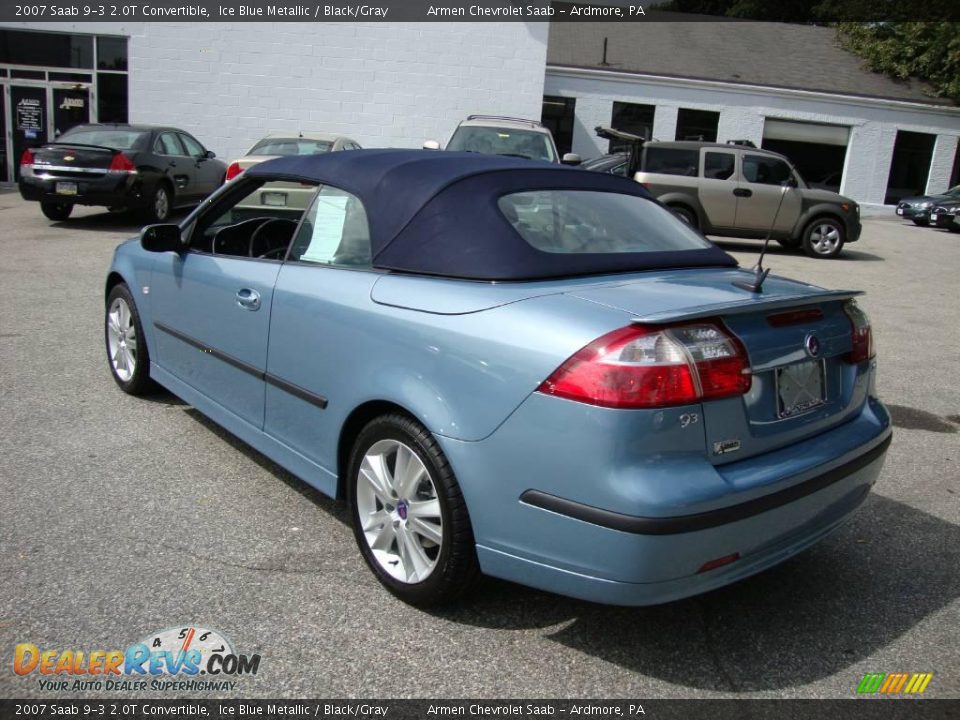 2007 Saab 9-3 2.0T Convertible Ice Blue Metallic / Black/Gray Photo #36