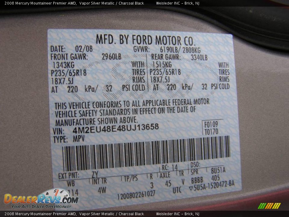 2008 Mercury Mountaineer Premier AWD Vapor Silver Metallic / Charcoal Black Photo #27