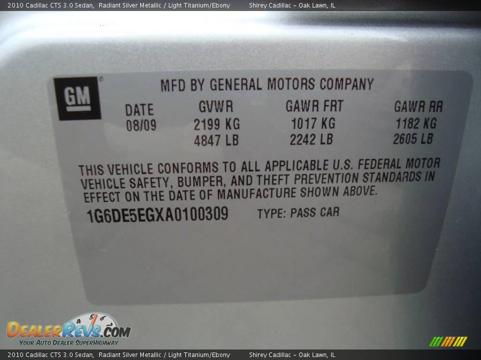 2010 Cadillac CTS 3.0 Sedan Radiant Silver Metallic / Light Titanium/Ebony Photo #19