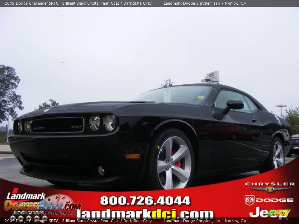 2009 Dodge Challenger SRT8 Brilliant Black Crystal Pearl Coat / Dark Slate Gray Photo #1