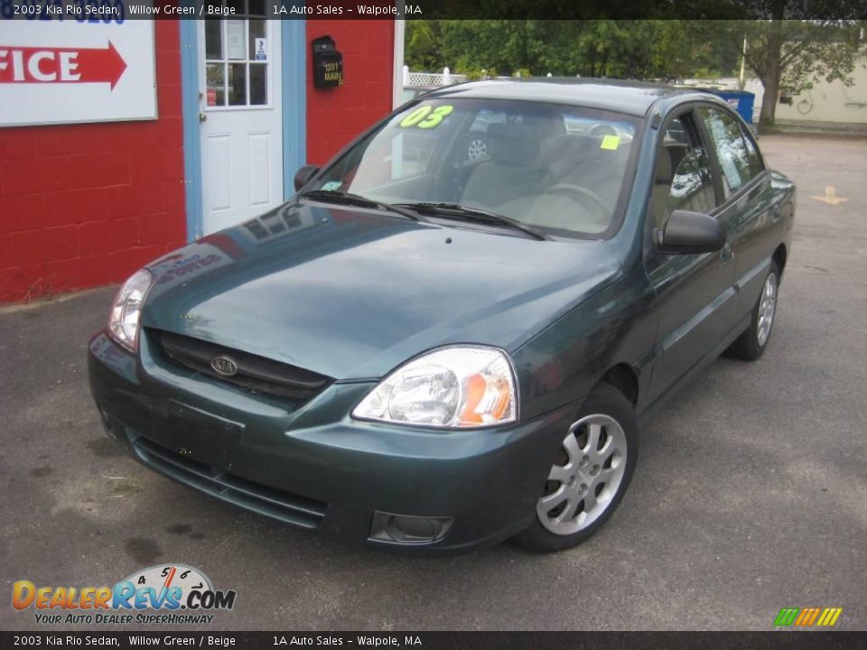 2003 Kia Rio Sedan Willow Green / Beige Photo #1