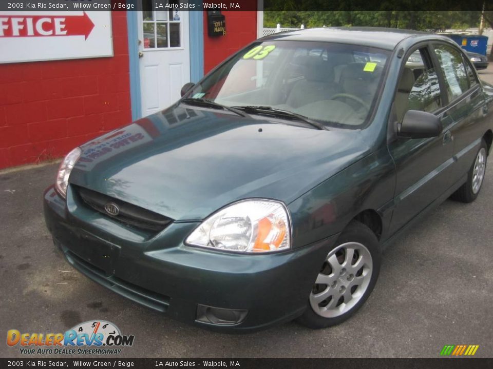 2003 Kia Rio Sedan Willow Green / Beige Photo #7