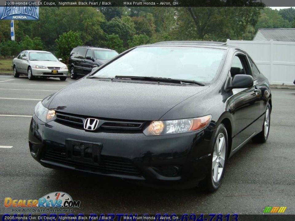 2008 Honda Civic EX Coupe Nighthawk Black Pearl / Black Photo #3