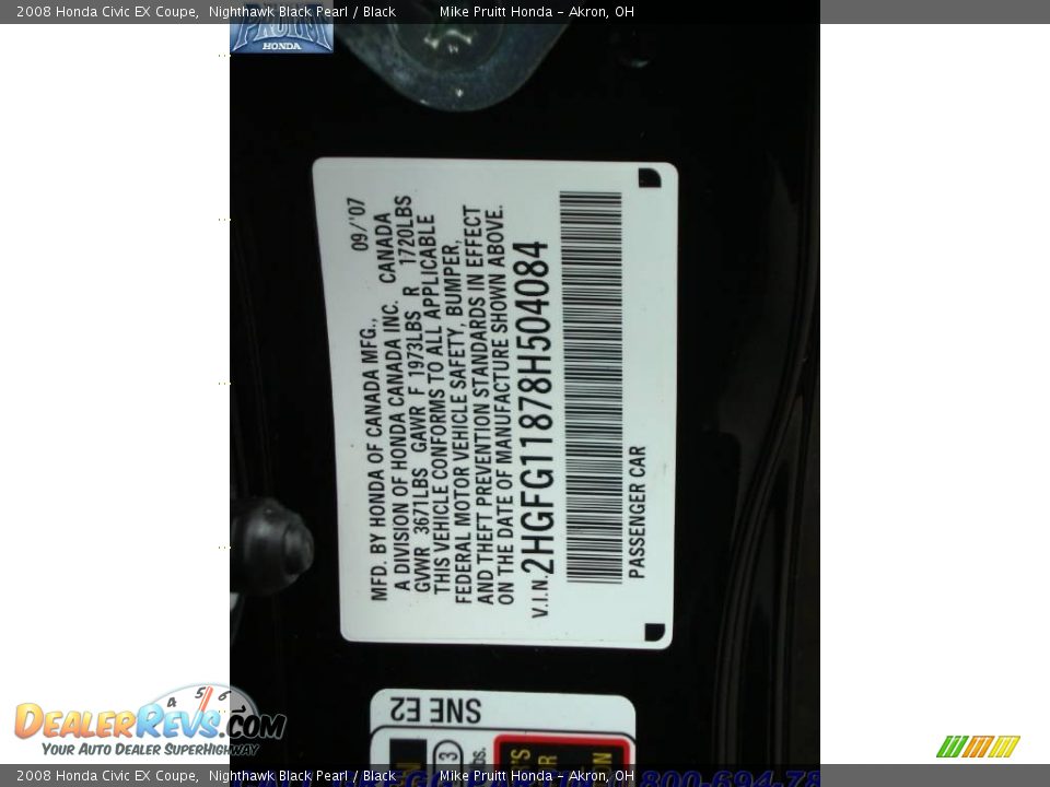 2008 Honda Civic EX Coupe Nighthawk Black Pearl / Black Photo #25