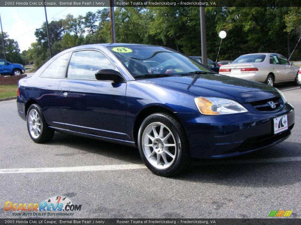 2003 Honda Civic LX Coupe Eternal Blue Pearl / Ivory Photo #2