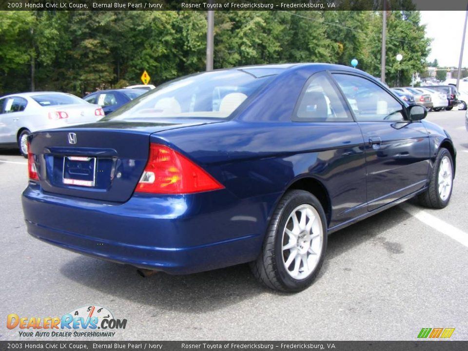 2003 Honda Civic LX Coupe Eternal Blue Pearl / Ivory Photo #3