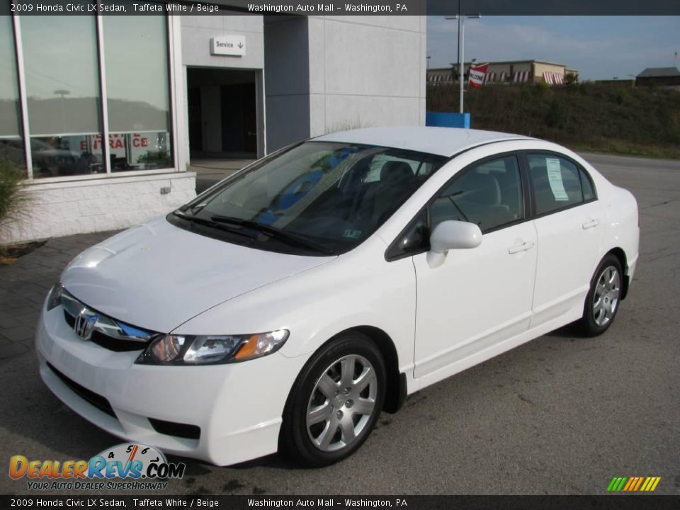 2009 Honda Civic LX Sedan Taffeta White / Beige Photo #2