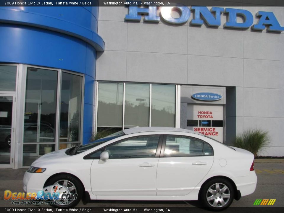 2009 Honda Civic LX Sedan Taffeta White / Beige Photo #3