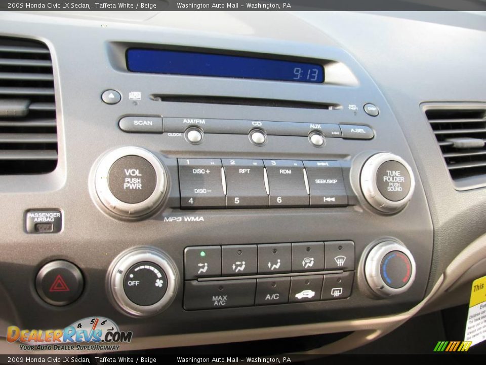 2009 Honda Civic LX Sedan Taffeta White / Beige Photo #16