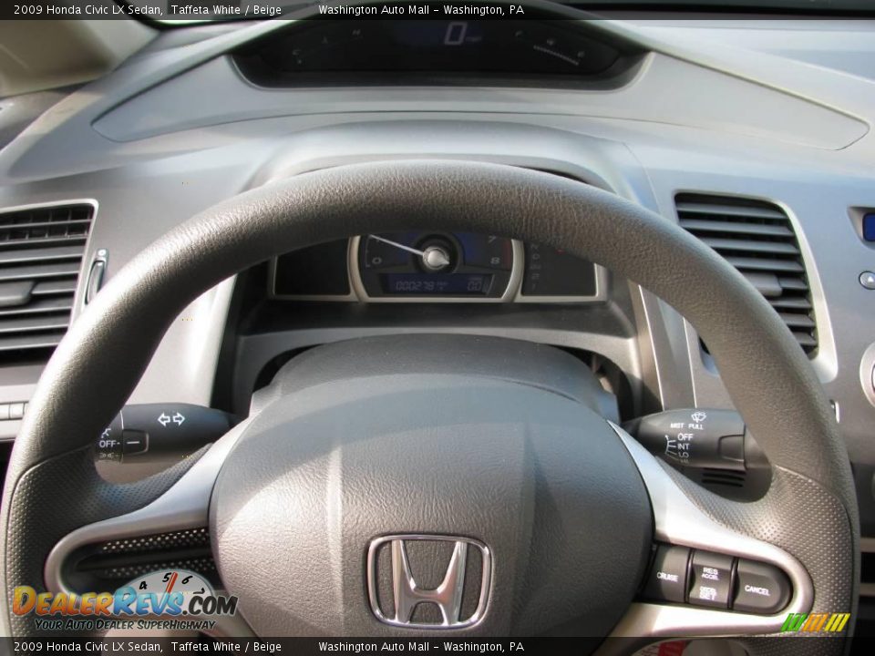 2009 Honda Civic LX Sedan Taffeta White / Beige Photo #17