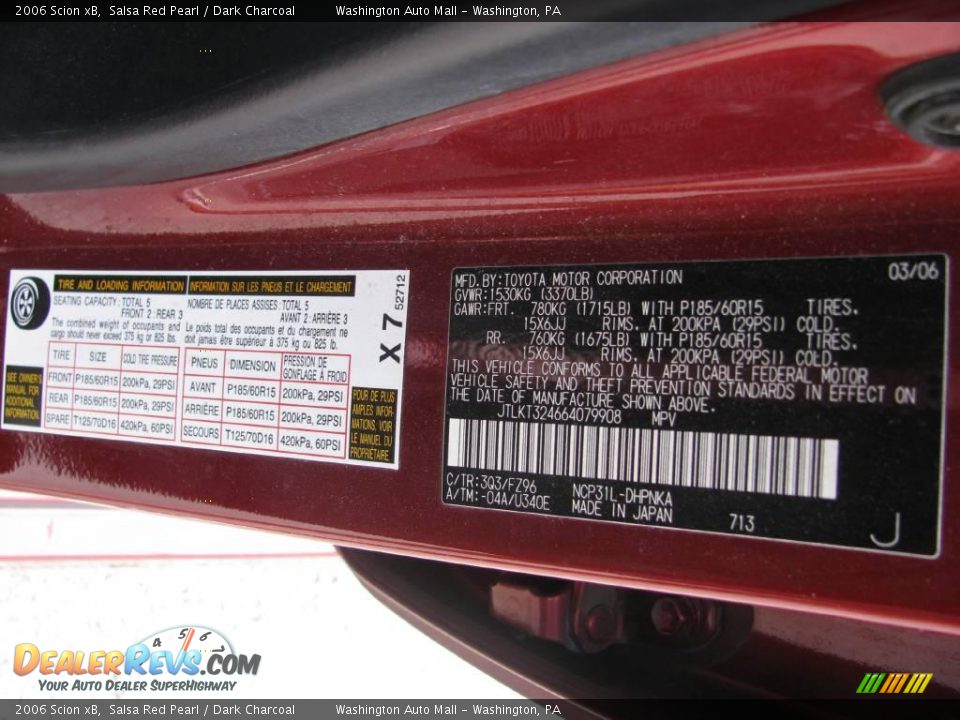 2006 Scion xB Salsa Red Pearl / Dark Charcoal Photo #19