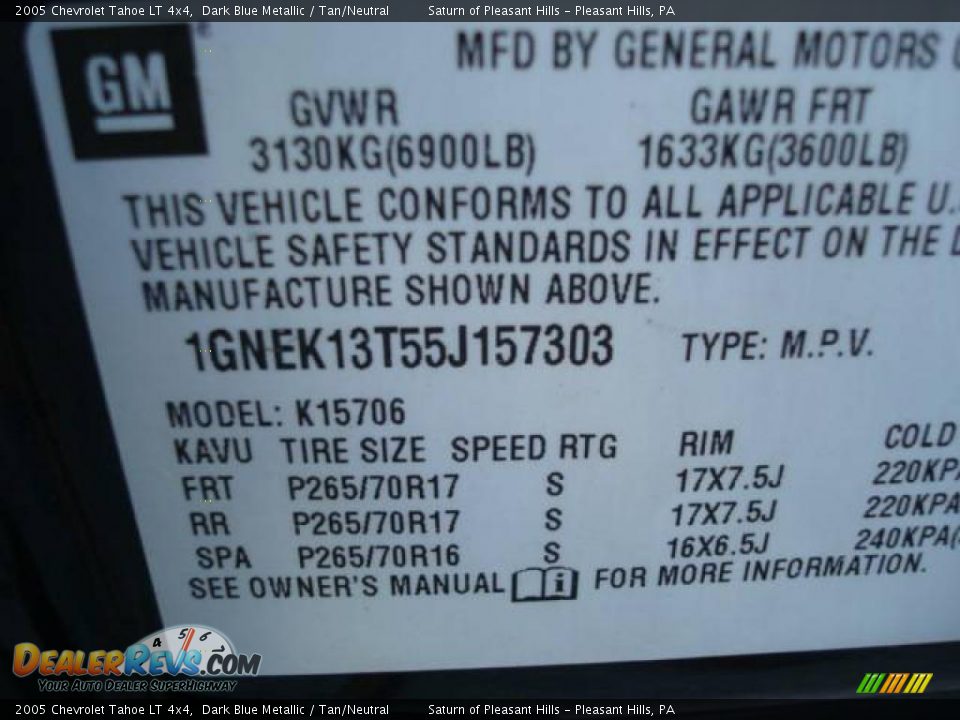2005 Chevrolet Tahoe LT 4x4 Dark Blue Metallic / Tan/Neutral Photo #14