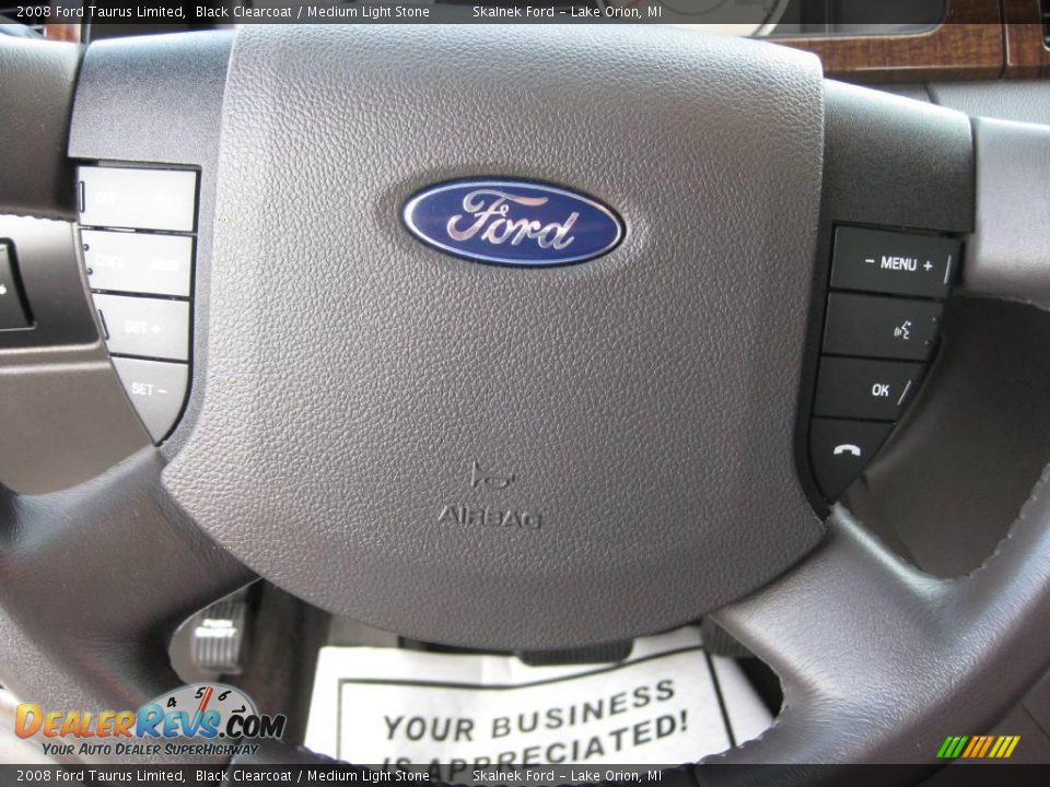 2008 Ford Taurus Limited Black Clearcoat / Medium Light Stone Photo #27
