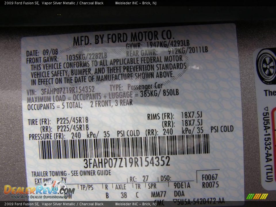 2009 Ford Fusion SE Vapor Silver Metallic / Charcoal Black Photo #25